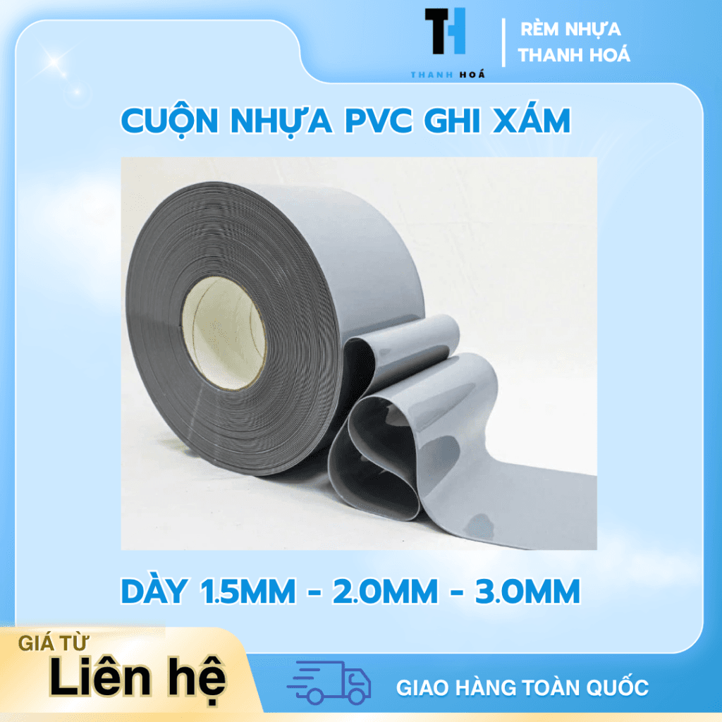 Cuộn nhựa PVC ghi xám