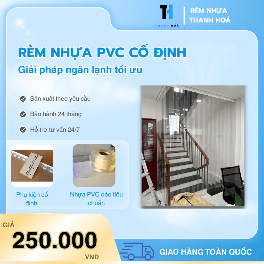 Rèm nhựa PVC cố định - Trắng trong